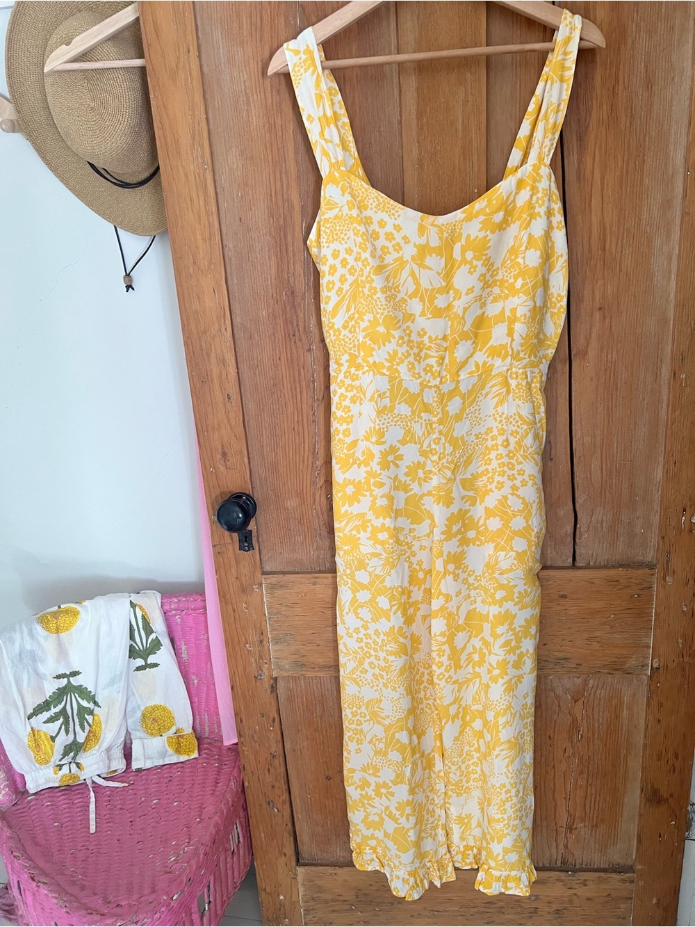 Faithfull the Brand Yellow & White Floral Jumpsuit